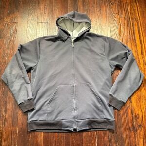 Vintage Waffle Lined Thermal Hoodie Mens 2XLT Two Tone Full Zip Heavy USA MADE